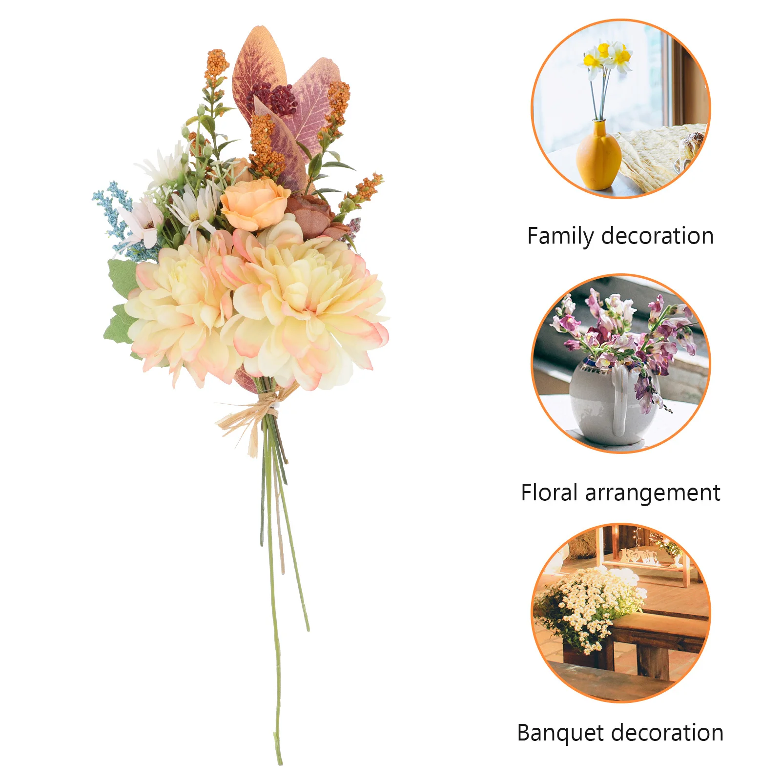 

Faux Artificial Bouquet Flowers Fake Decoration Succulent Plants Yellow Plastic Beautiful Home