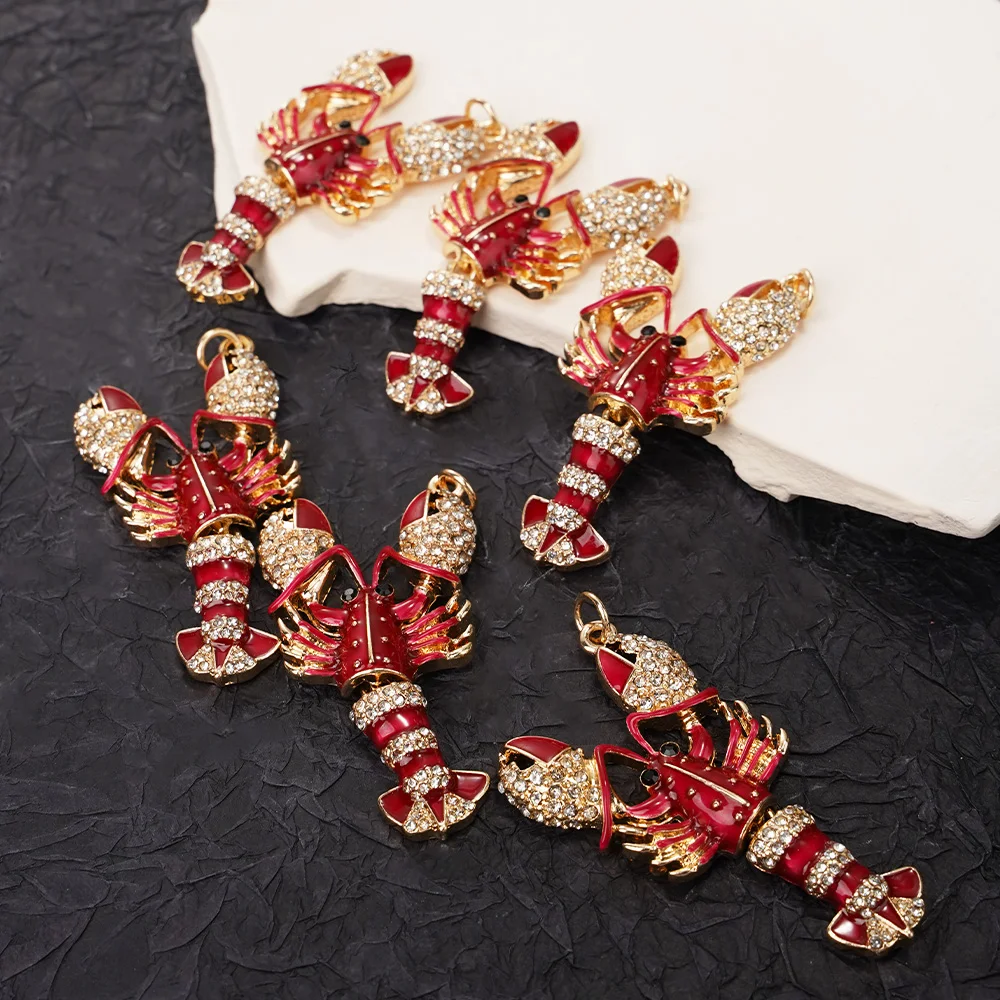 7 Pieces Of Lobster Pendant DIY Bracelet Necklace Earrings Jewelry Made Of Red Exquisite Jewelry Set With Zirconia