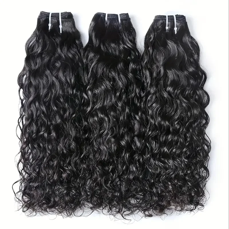 YIJIMEI16A Water Wave Bundles Human Hair 26-28 Inch Brazilian Weaving Virgin Hair Natural Color Extensions 1/3 Bundles Human Hai