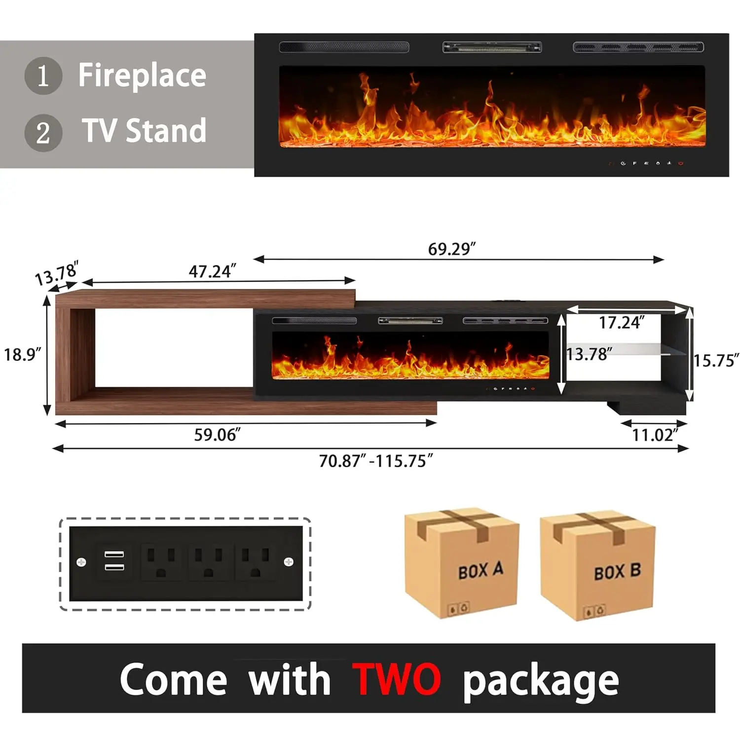 Extendable TV Stand with 50
