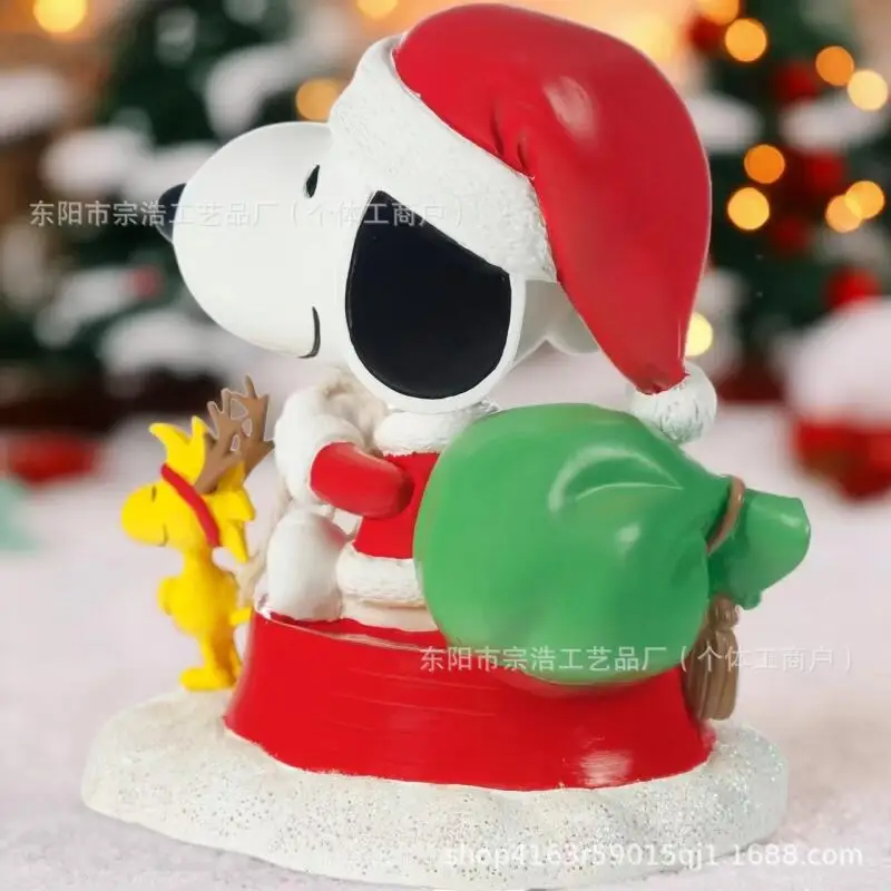 Adorno de Snoopy, dibujos animados Kawaii, cómic de maní, adorno de colapso confuso y escorapso, adorno de decoración de escritorio de Navidad