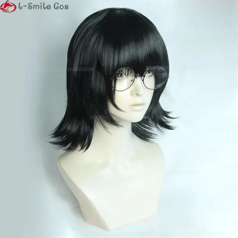 Shizuku Murasaki شعر مستعار تأثيري أنيمي هنتر x هنتر Shizuku Murasaki شعر مستعار قصير أسود الشعر نظارات مقاومة للحرارة الباروكات + غطاء شعر مستعار #4