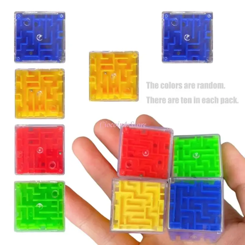 Y1ub 10pack Bead Maze Puzzle Cubes صعوبة متعددة المستويات في الفضاء لعبة لغز اللغز للبالغين تعزيز تركيز الأطفال
