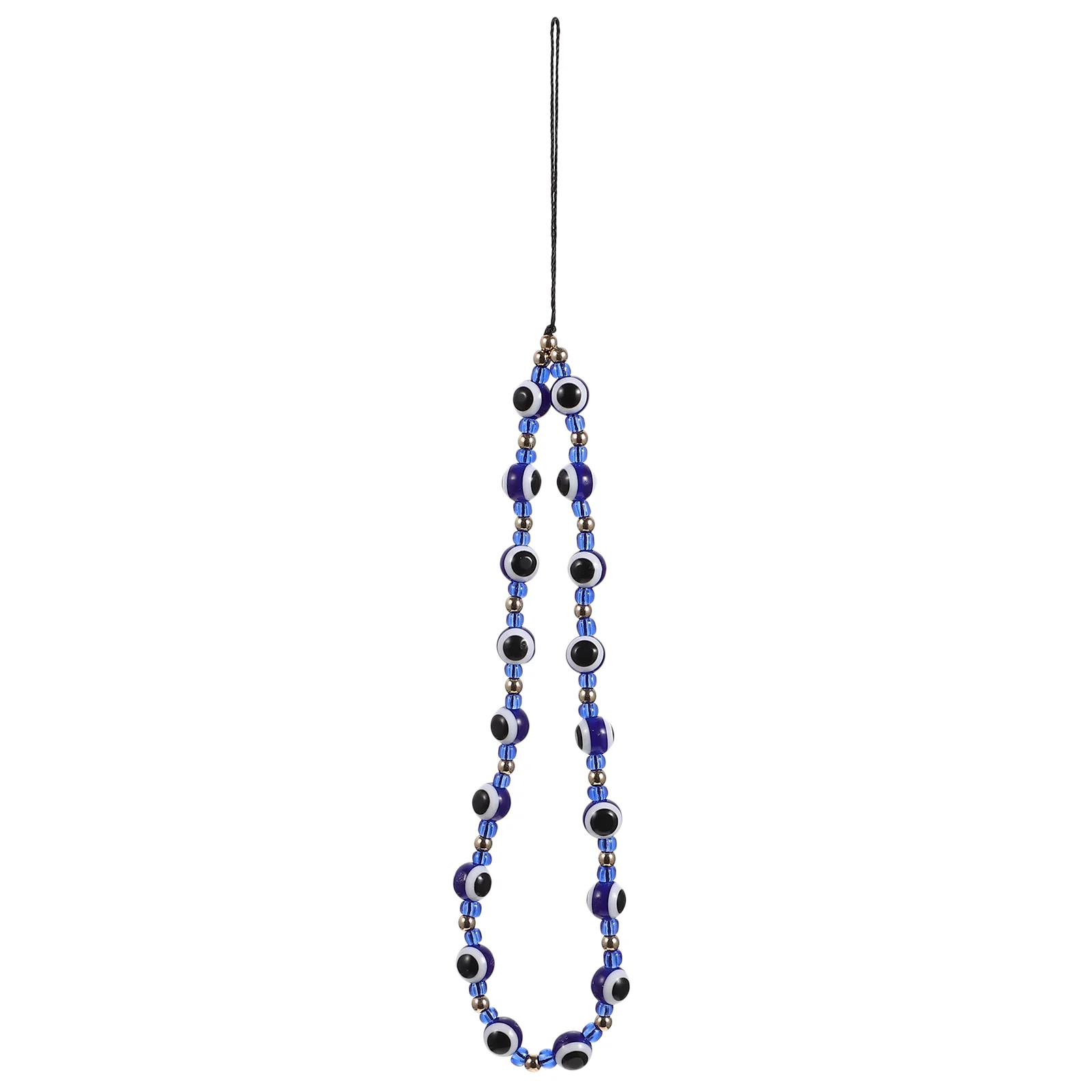 

Cute Phone Case Mobile Chain Lanyard Hanging Bohemia Charm Dark Blue and White Glass Beads