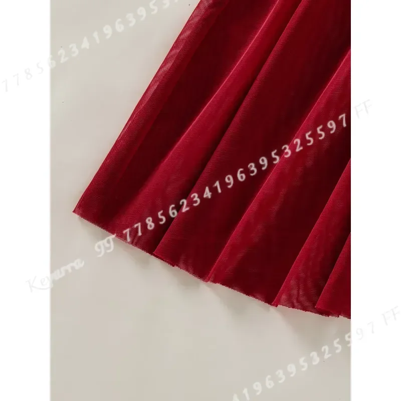 Wine Red Women's Country Style Wheat Ear Embroidery Semi Transparent Nightgown Elegant Comfortable Bow Design Sleepwear - view 5