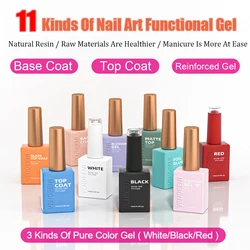 Vendeeni 11 Kind Of Nail Art Functional Gel Pure Color White Black Red Matte No Wipe Top Coat Base Coat Blossom Gel Cat Eye Gel
