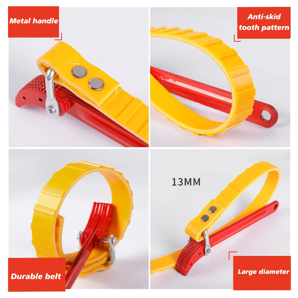 Adjustable Strap Opener Chain Oil Filter Belt Wrench Puller Spanner Cartridge Disassembly Repair Tool Motorcycle Car Accessories