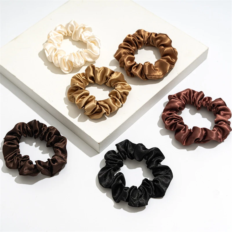 Women Silk Scrunchie Elastic Handmade Multicolor Hair Band Ponytail Holder Headband Hair Accessories 1PC Satin Silk Solid Color