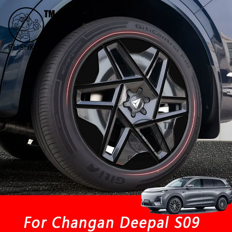 

For Changan Deepal S09 2025 2026 Car wheel hub Blackened decorative Black Warrior stickers modification accessories