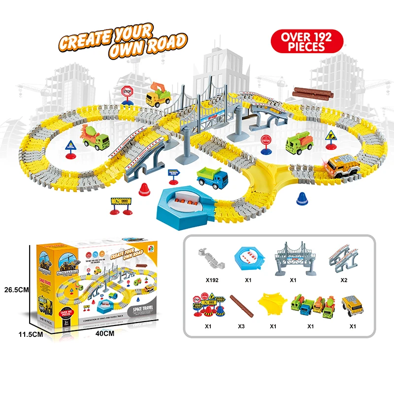 Kids Electric track Toy Engineering Mini Car set Puzzle Boy Toy Track Car Engineering car toy Children\'s birthday Christmas gift