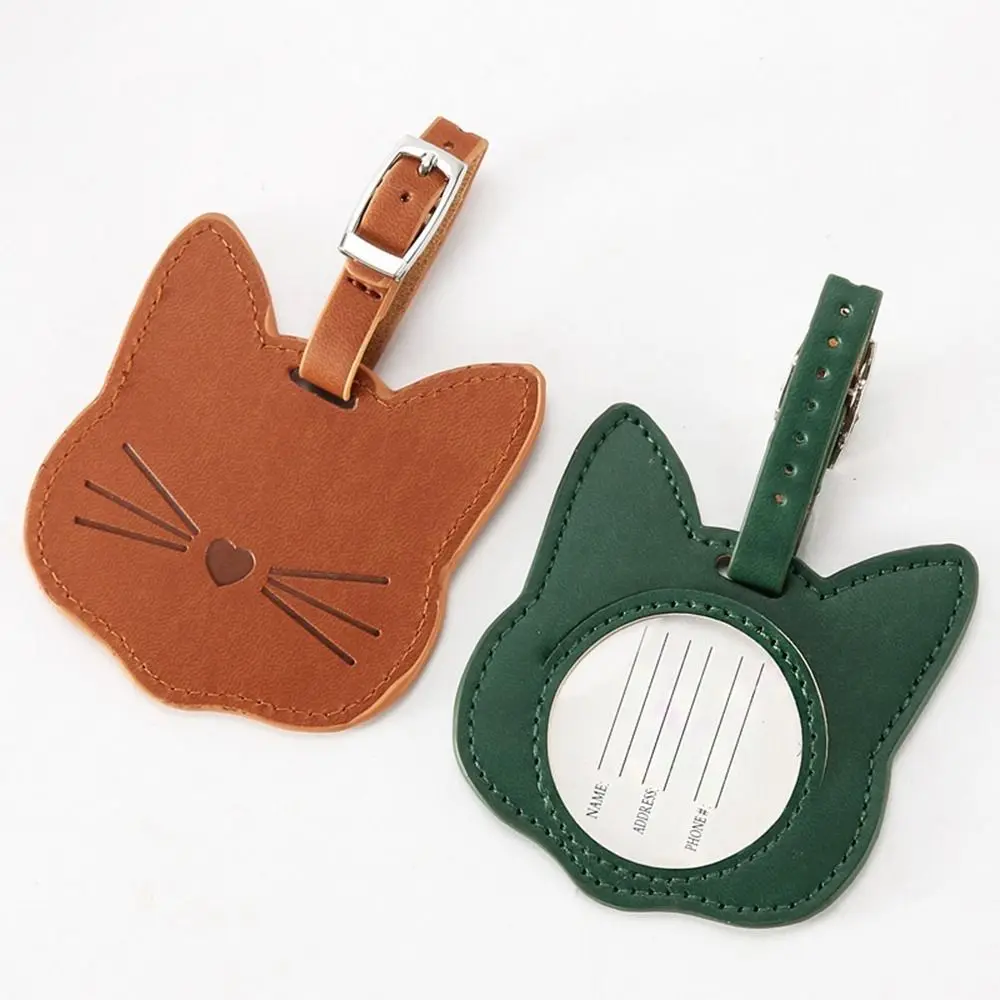 Airplane Suitcase Tag Colorful PU Leather Cat Shape Holiday Travel Boarding Pass Travel Luggage Accessories