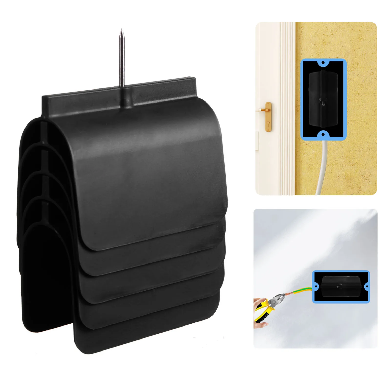 

ZK10 5Pcs Electrical Outlet Marker for Drywall Installation Wire Protection Drywall Marking Tool for Electrical Outlets Black