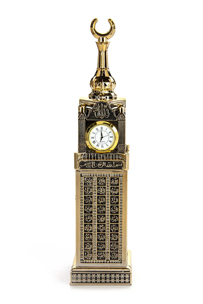 Kaaba zama Tower Maket in miniatura con orologio IQRAH regalo religioso gingillo Color oro