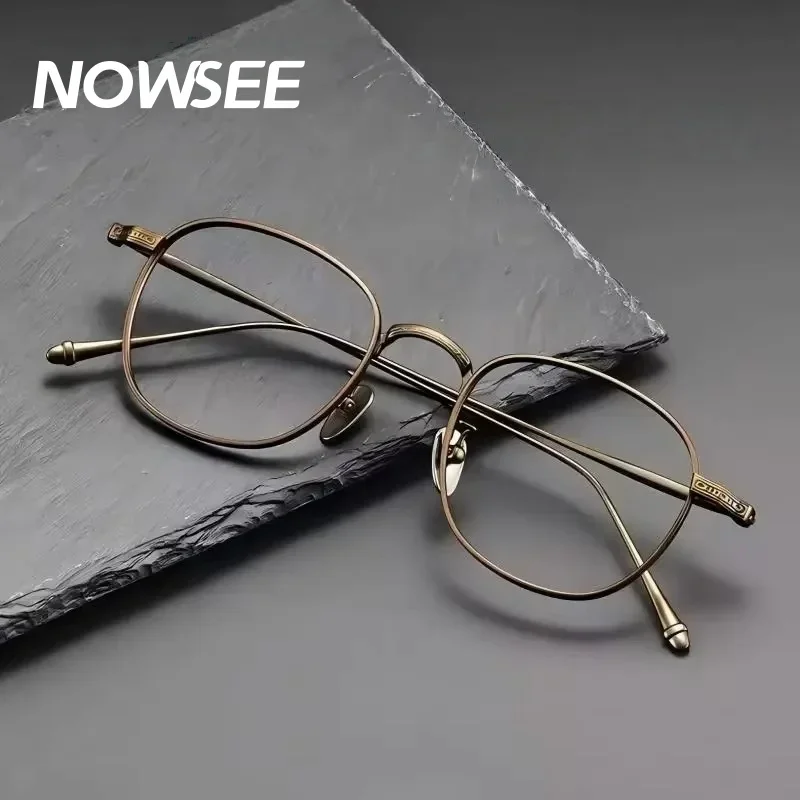 

NOWSEE Minimalist Retro Round Pure Titanium Frame Prescription Anti Blue Light Casual Designer Computer Glasses Eyewear