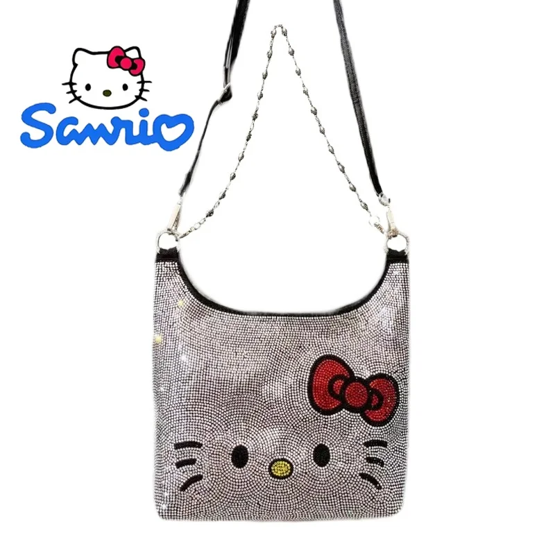 

Сумка-клатч Hello Kitty класса люкс для женщин: универсальная, складная, через плечо, на плечо, с дизайном из страз, модный стиль