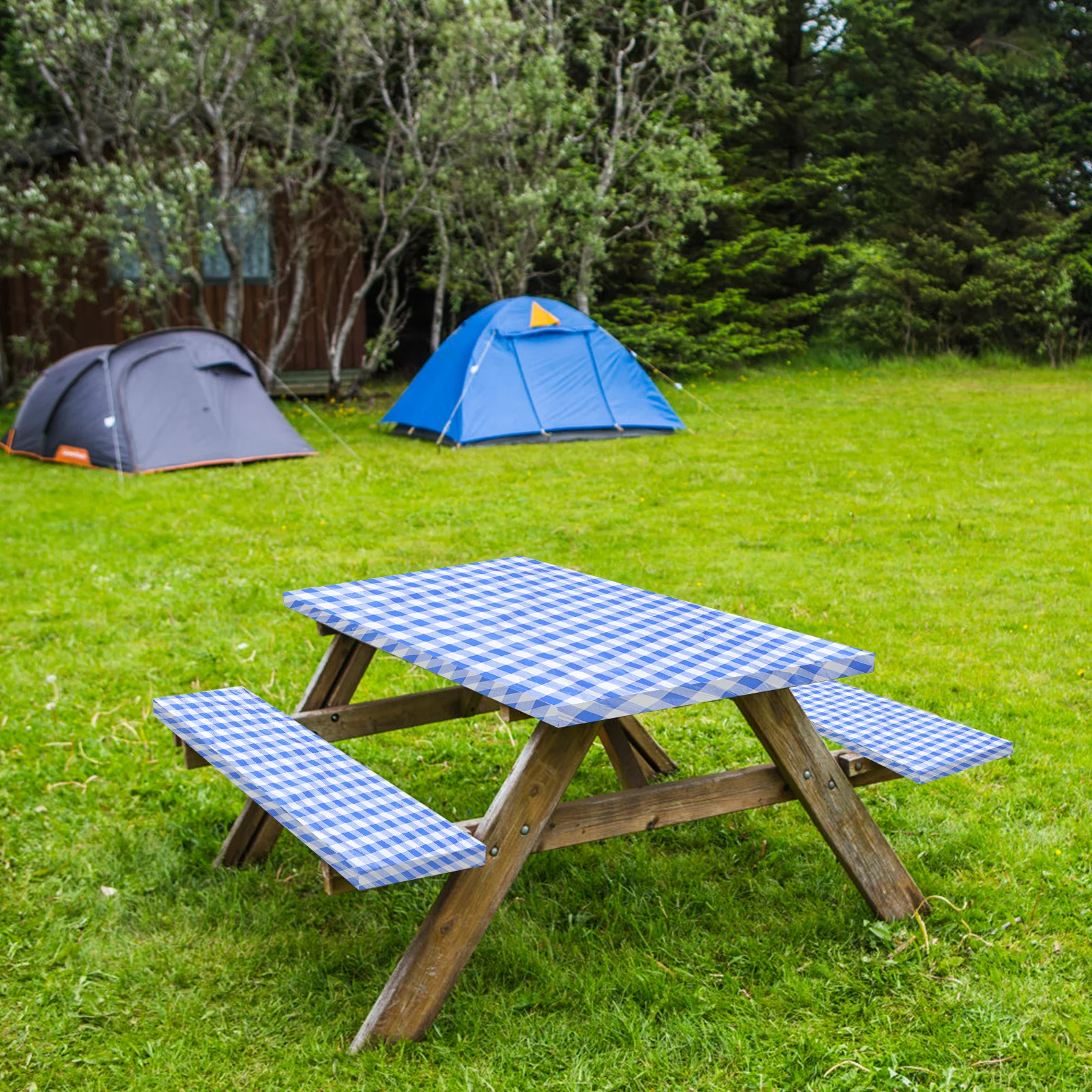 

1Set Waterproof Fitted Picnic Table Cover Bench Covers Flannel Tablecloth Camping Outdoor Table and Bench Protection Set