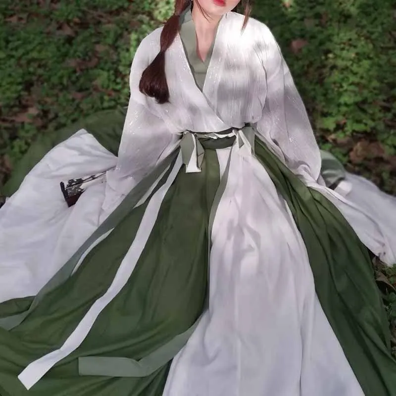 

Женское платье Ханьфу в древнекитайском стиле, женский карнавальный костюм для Хэллоуина, косплей, летнее зелено-синее платье Ханьфу 2026, большие размеры