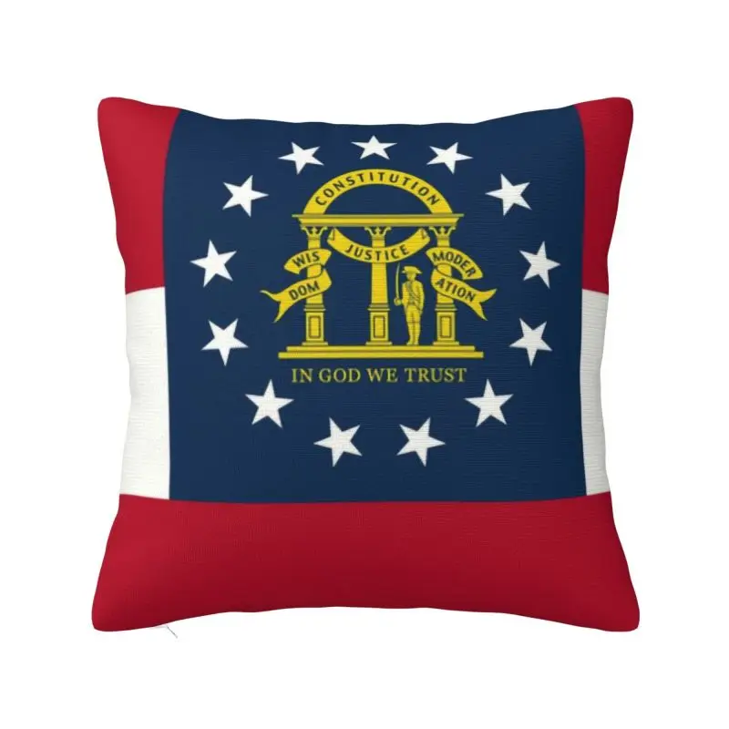 Custom Georgia State Flag Throw Pillow Decorative Georgian Proud Patriotic Luxury Cushion Cover Velvet Pillowcase