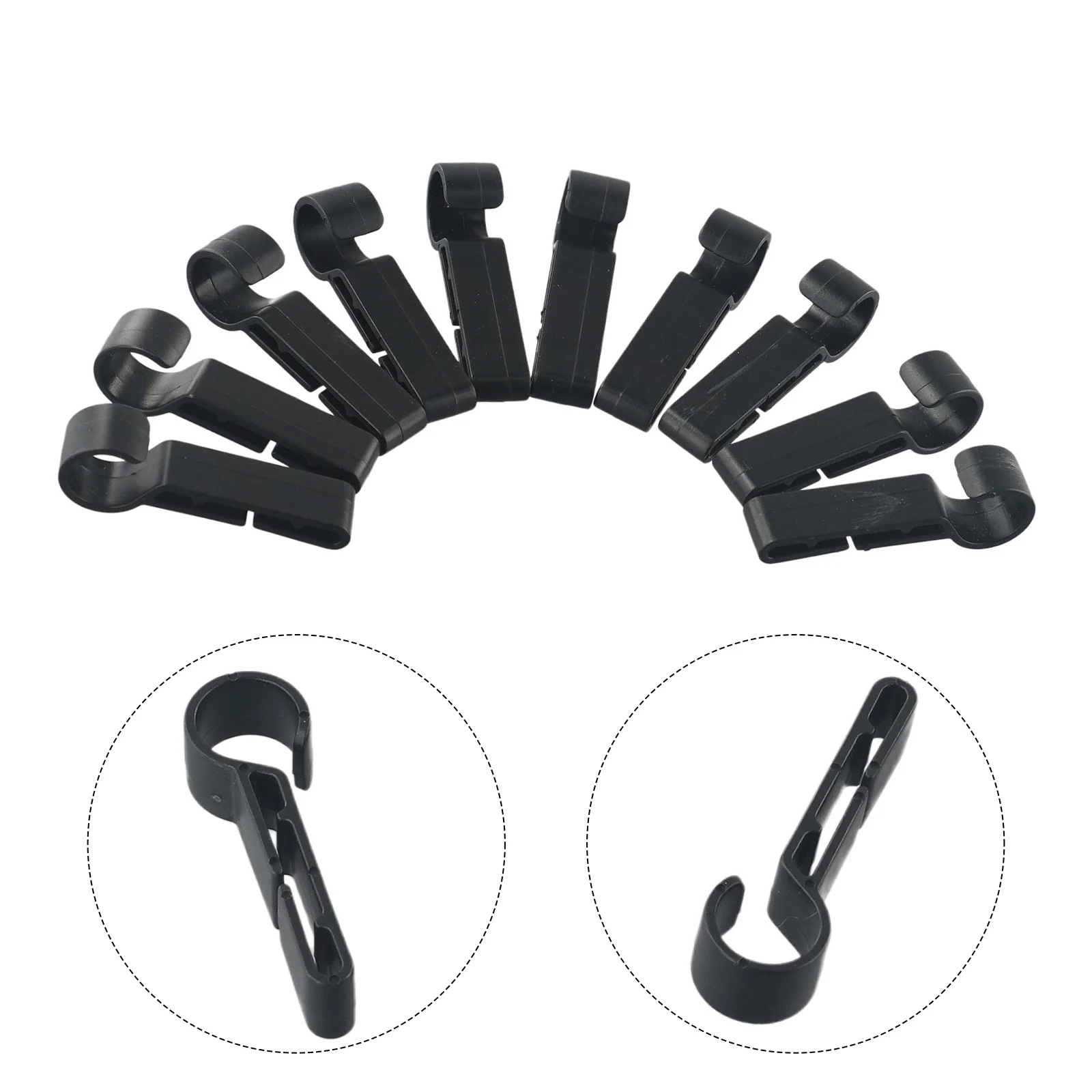 10 Pcs Plastic Helmet Clips Headlamp Hard Hat Safety Cap Hook Head Light Clamp Black Set Non-Slip Safety Cap Hook Outdoor Tool