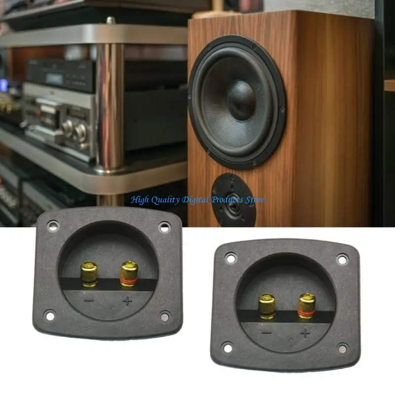 U2JE 2PCS DIYホームカーステレオ2ウェイスピーカーボックスターミナルラウンドスクエアスプリングカップコネクタバインディングポストインストール