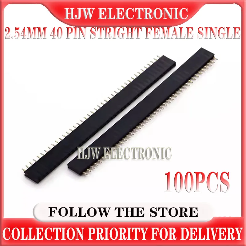 

100PCS 2.54mm 40 Pin Stright Female Single Row Pin Header Strip PCB Connector