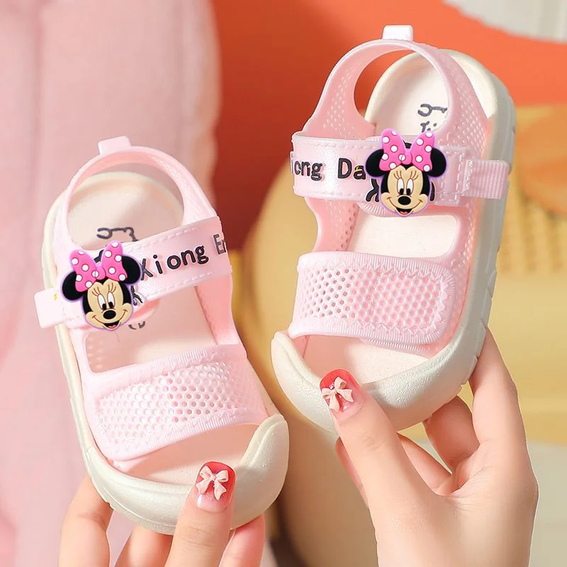 

Disney Mickey Mouse Baby Sandals Soft Summer New Breathable boy girl Shoes Anti-Kick Beach Shoes Anti-Slip Minnie Toddler Shoes