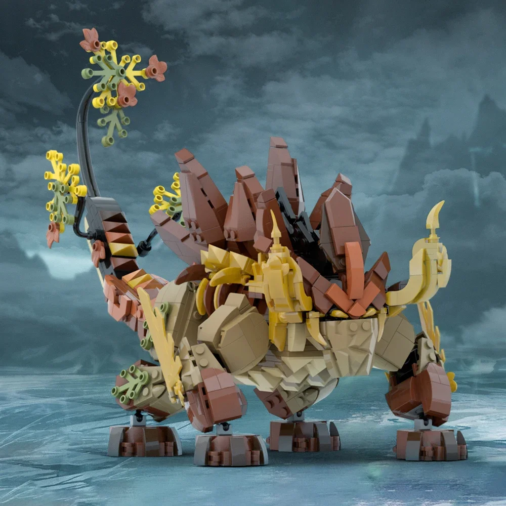 MOC Game Character Dragon Model Azhdahas Building Block Set Monster Ancient Earth Dragon Toys For Children Birthday Gifts