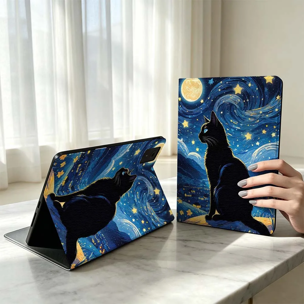 

Cartoon Black Cat Starry Night For Xiaomi Poco Redmi Pad 8 2 4 5 6 6S 7 7S SE Pro 14 11 11.2 12.1 12.5 Inch Tablet Case Fashion