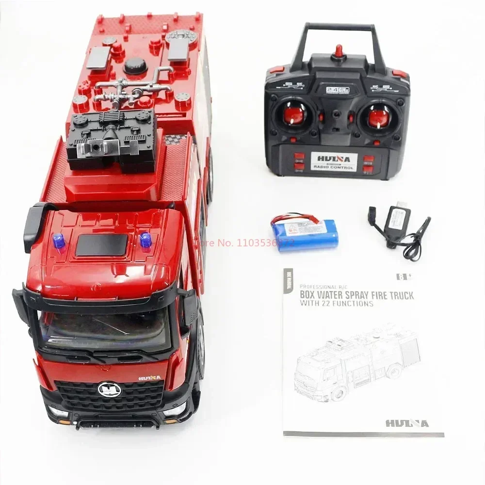 1: 14 Huina Remote-controlled Truck 22-channel Simulation Sprinkler Fire Truck Rc Electric Vehicle Children's Fire Toy Car Gift