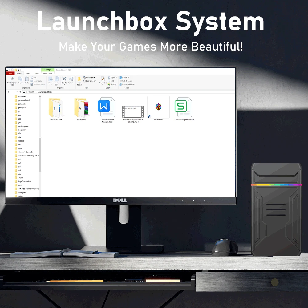 Game HDD Launchbox 3TB Game Console Built in 10000+Games with 32 Emulators for XBOX/XBOX ONE/PS2/PS4/Switch/WiiU for Win8/10/11