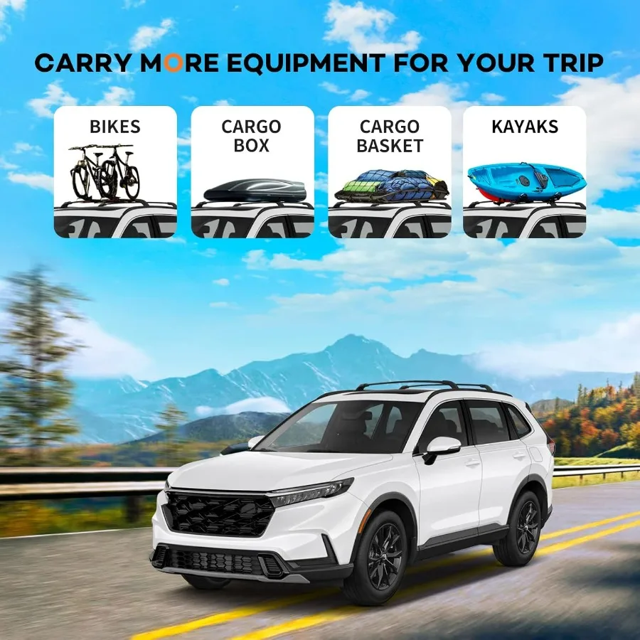 قضبان متقاطعة لرف السقف 260 رطل مناسبة لـ 2023 2024 2025 2026 Honda CR-V CRV & CRV Sport Hybrid، كروس ألومنيوم معدني عالي التحمل بالكامل #2