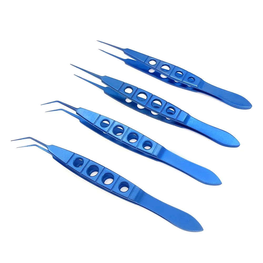 แหนบจักษุวิทยาไทเทเนียมขนาด 110 มม.: เครื่องมือสำหรับดวงตาแบบชิ้นเดียวแบบมีฟัน/ไม่มีฟัน