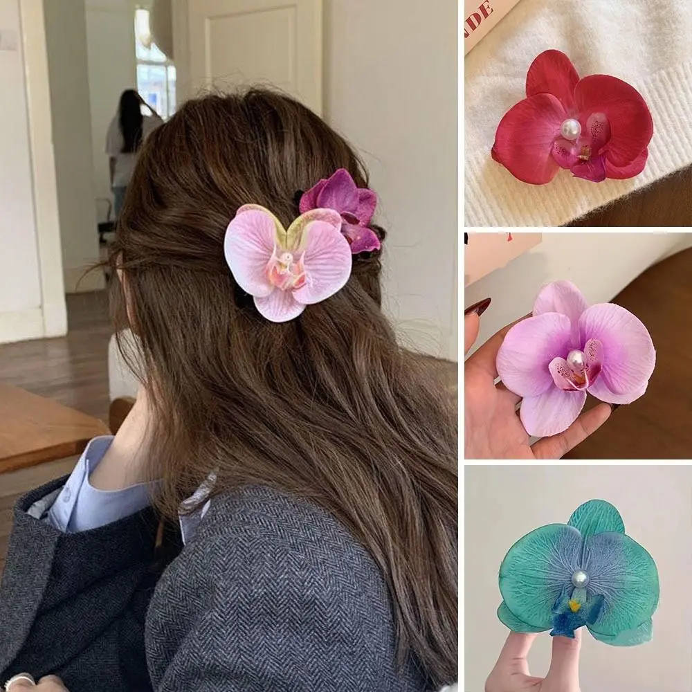 New Phalaenopsis Pearl Hair Clip Orchid Butterfly Hair Clip Duckbill Clip Side Clip Flower Hairpin Bow Flower Hair Clips