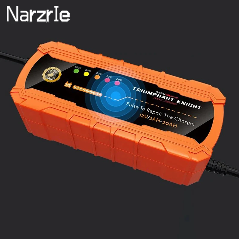 12V Car Motorcycle Battery Charger 2A Fully Automatic Smart Charger Pulse Repair Battery Suitable for 2-20ah Lead-Acid Batteries