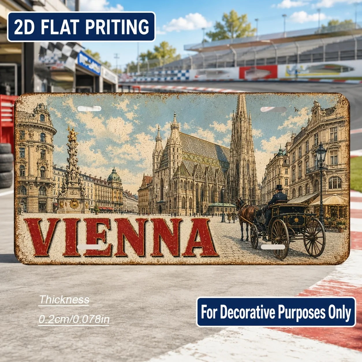 2D Flat - 【2D Flat】 2D Flat - [2D Flat] 2D Flat, 1pc, Vienna-Themed Vintage Sign, for Decorative Use Solely, Home Decor, Birt