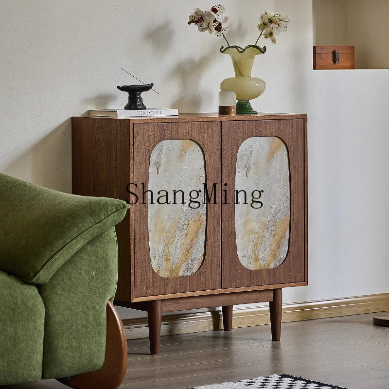 

FG new walnut side cabinet medium and ancient style locker high value corner cabinet solid wood light luxury storage cabinet