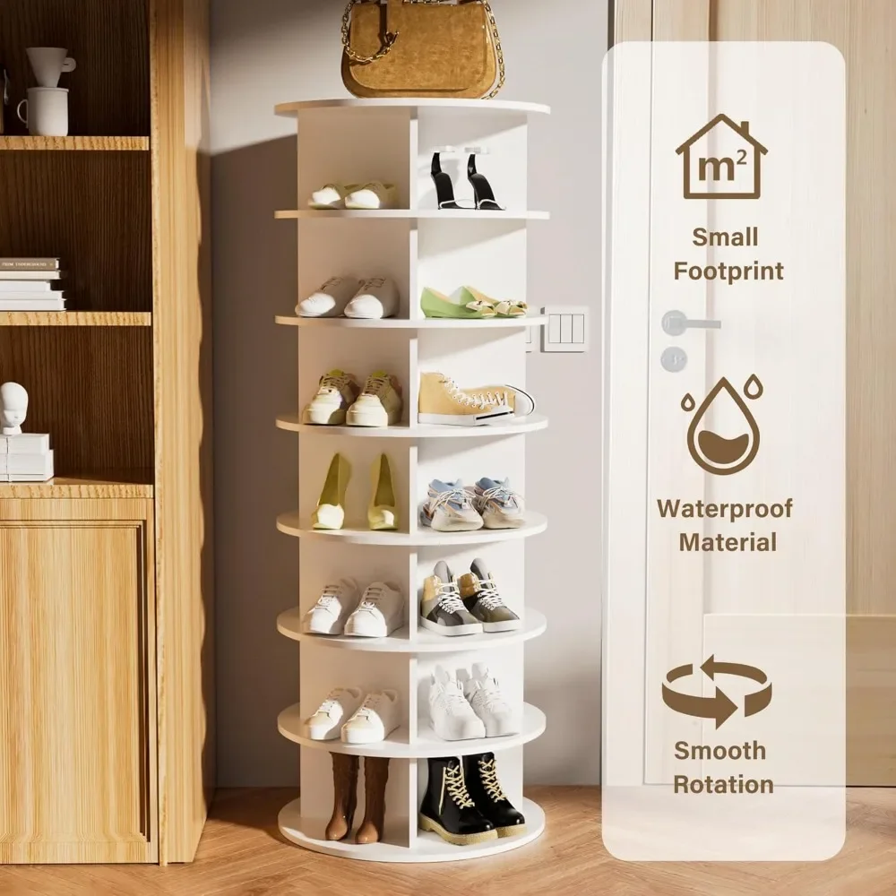 

Rotating Shoe Rack Tower, 7-Tier Spinning Shoe Rack, Free Standing 360° Revolving Shoe Organizer