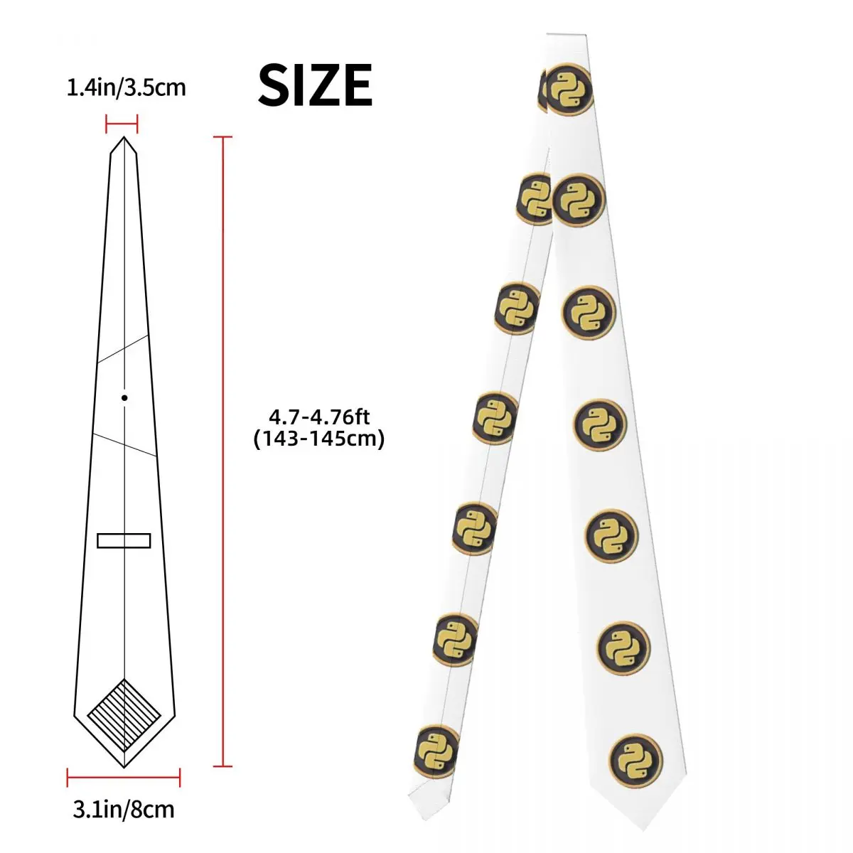 Gravata de programação python para homens seda poliéster 8 cm gravatas acessórios de festa gravata casual gravatas