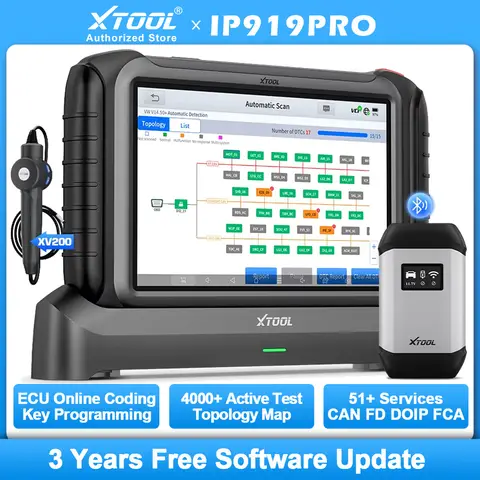 XTOOL IP919PRO Car Diagnostic Tools Bluetooth Wireless ECU Coding Topology Map Bi-Directional OBD Automotive Scan Tool 51+ Reset