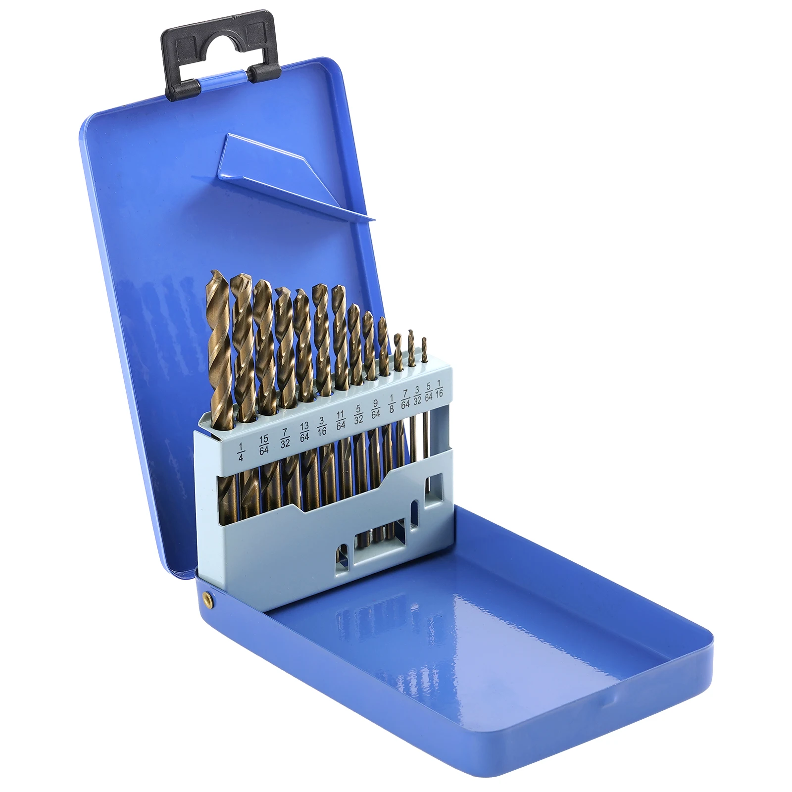 Set di punte da trapano al cobalto M35 HSS-Co da 13 pezzi 1/16-1/4 pollici per metallo temprato, ghisa, acciaio, plastica e legno con custodia