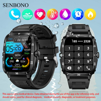 SENBONO New 3ATM Men's Smartwatch Answer Call 430mAh Big Battery Fitness Tracker 100+ Sport Modes Smart Watch for Android IOS