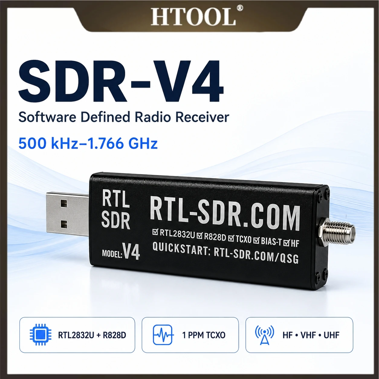 RTL-SDR V4 | 1.7GHz Software Defined Radio | 1PPM TCXO | HF Direct Sampling |...