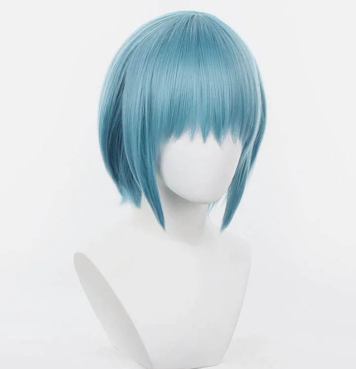 Puella magi madoka magica sayaka miki cosplay perucas 35cm céu azul cabelo sintético