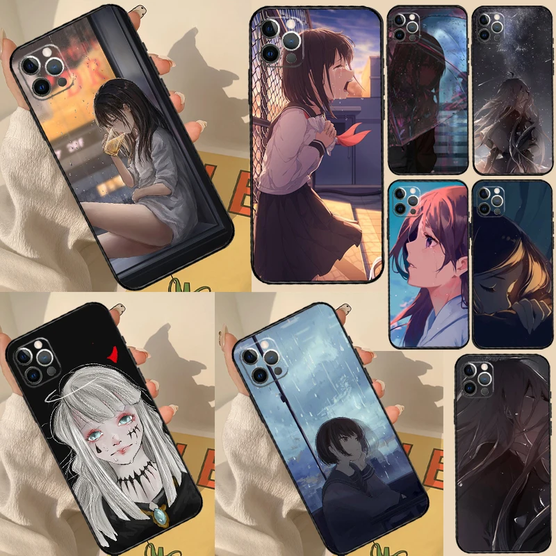 Triste anime menina para oppo reno 13 14 12 11 10 pro 11f 12f 13f 14f 7 8 lite 8t oppo encontrar x5 x6 x8 pro caso