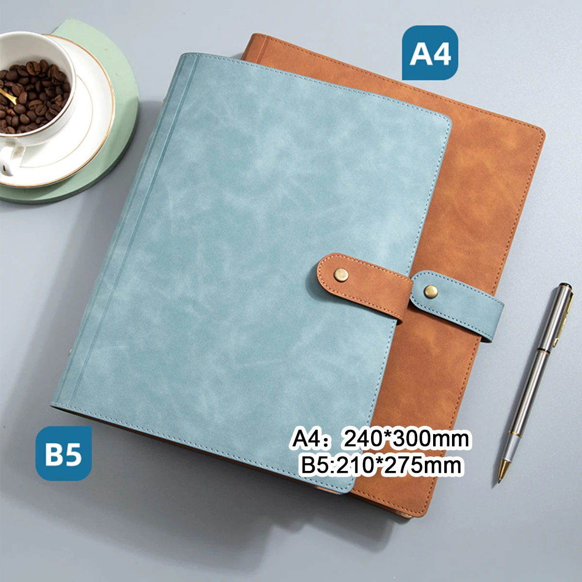 (Can Engrave Logo) A4/B5 Loose-leaf Leather Subject Notebook, Dot Matrix Inner Page, Student Notepad, Business Conference Record