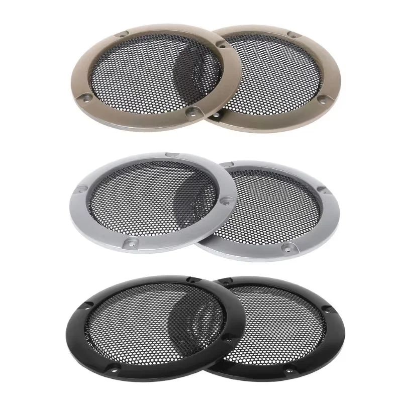 2PCS 3 Inch Speaker Grill Cover, Steel Mesh Subwoofer Grille Protector, Round Metal Frame for Car Audio Home Theater DIY, Black