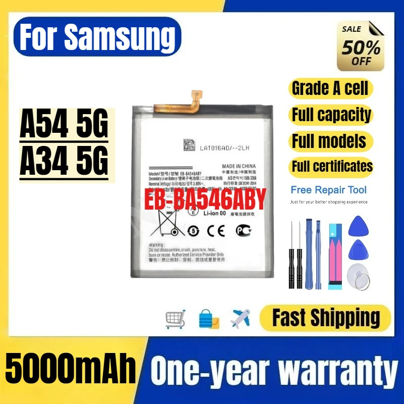 EB-BA546ABY for Samsung A54/A34 5G Phone Battery High Quality High Capacity Battery Replacement Bateria Grade A Cell with Tools