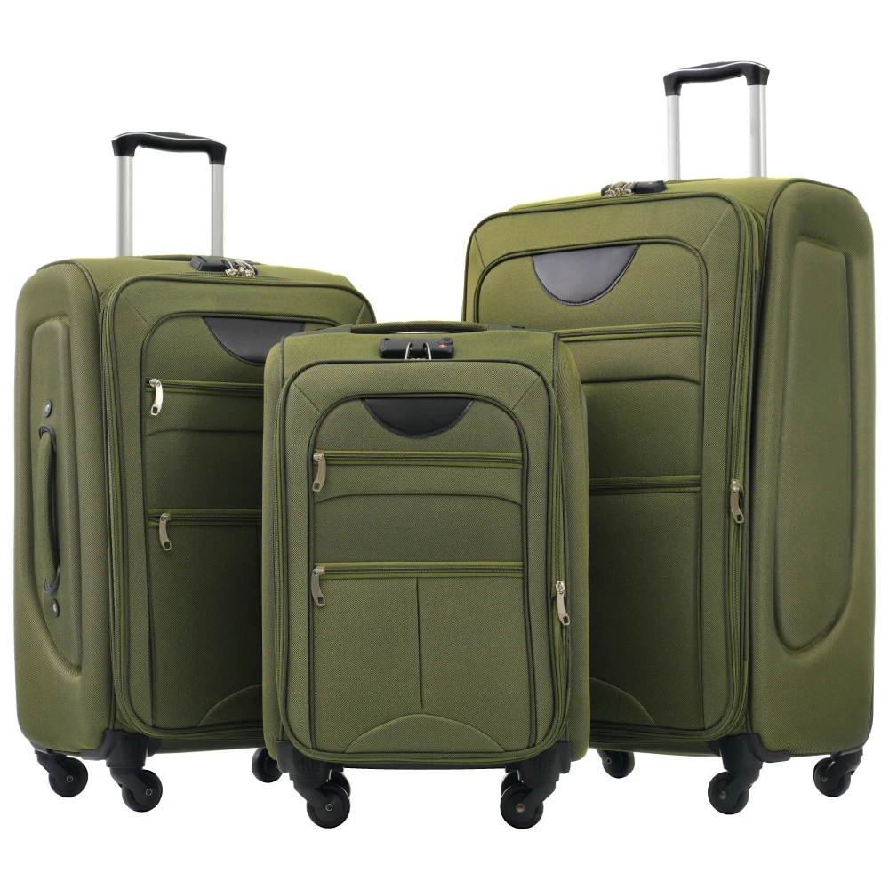 

22/26/30 Inch 3Pcs Lightweight Softside Expandable Luggage Set Upright Spinner Wheels Softshell Travel Luggage