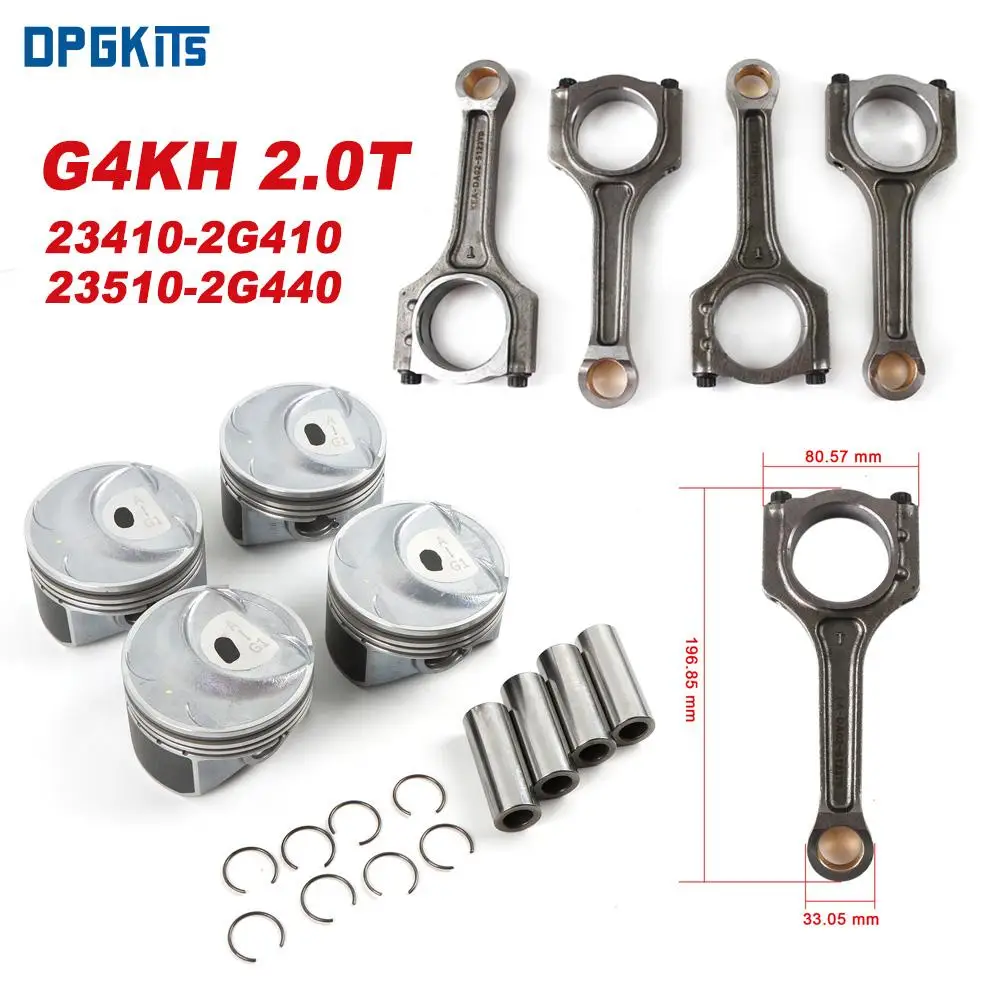 G4KH 2.0 Engine Pistons Rings Set Connecting Rod Kit 23410-2G410 23510-2G440 For Hyundai Kia 2012-2020 2.0T