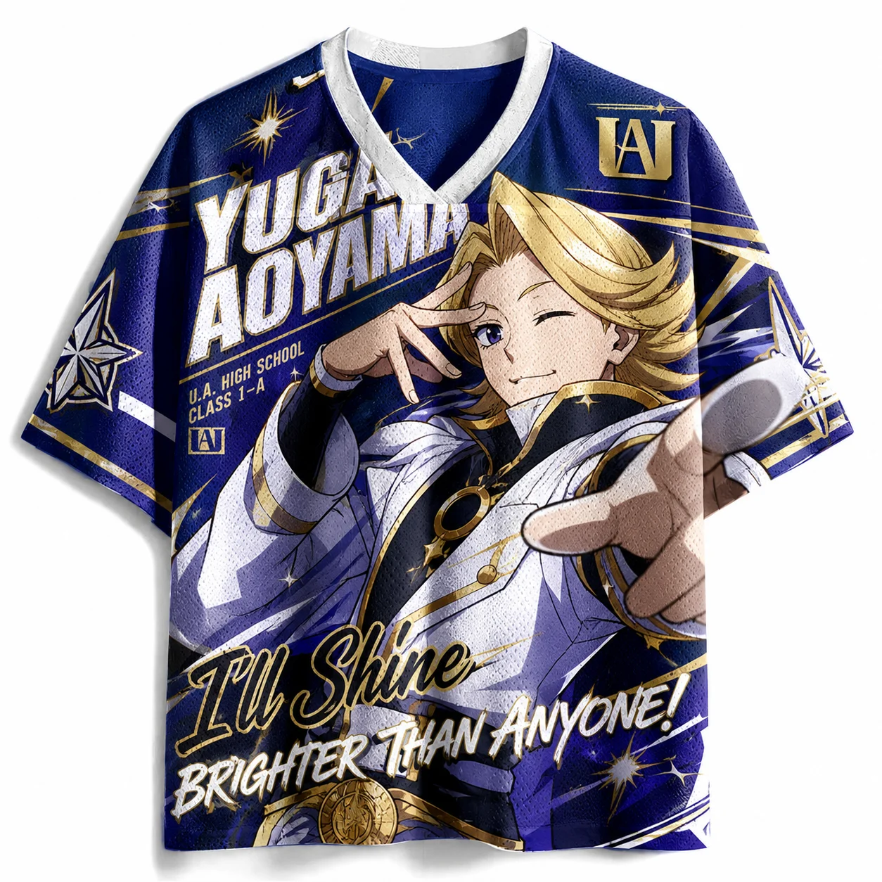 Trendy Anime Theme Graphic Print V Neck Shirt Unisex Football Jersey Fashion Graphic Tee For Weekend Casual Hip Hop Outfit